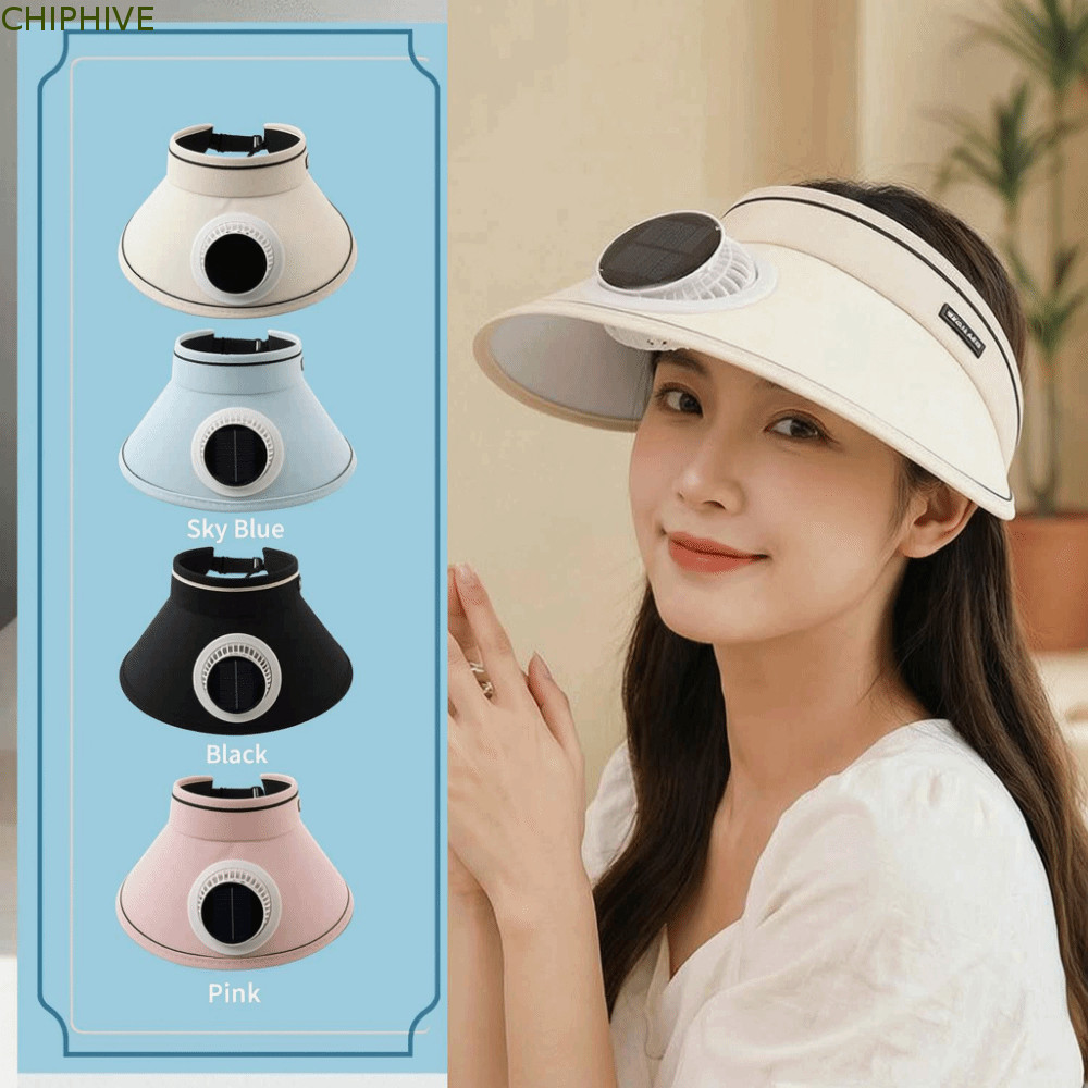 Mũ quạt CHIPHIVE vành rộng, năng lượng mặt trời, thoáng khí, chống tia UV, dùng ngoài trời mùa hè