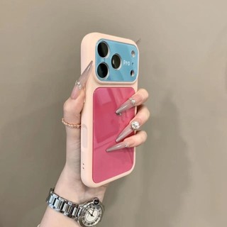 Ốp Điện Thoại Di Động Cửa Sổ Lớn Màu Sắc Tương Phản Sang Trọng Cho iPhone17 Pro Max 16 15 14 13 Pro Max Bảo Vệ Camera Chống Sốc Ốp Lưng Cứng Chống Rơi