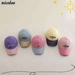 Mũ bóng chày trẻ em NICOLOO, Mũ lưỡi vịt nhiều màu thêu chữ, Phong cách giải trí Mũ che nắng đơn giản mỏng thoáng khí cho bé trai và bé gái