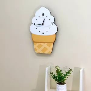 Hoạt Hình Kem Im Lặng Đồng Hồ Treo Tường Hình Nhà Phòng Ăn Treo Đồng Hồ Mùa Hè Sundae Trang Trí Cửa Hàng Món Tráng Miệng Nhà Đồng Hồ Treo Tường