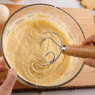 [FSBAKE] Máy đánh bột bằng thép không gỉ có tay cầm bằng gỗ mịn Bột chua & Bánh mì trộn bột Đan Mạch Dụng cụ làm bánh mì KCB