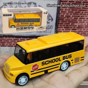 MỚI Chất Lượng Cao Mát Trường Xe Buýt Đồ Chơi Mô Phỏng Tinh Tế Thú Vị Thân Xe Buýt Màu Vàng Có Kéo Ba Cơ Chế SKY