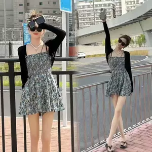 Quần đơn] Quần short liền quần hoa hàng đầu dành cho nữ Mùa hè Phong cách mới lưng cao ôm hơn trông cô gái nóng bỏng Phong cách kỳ nghỉ eo hẹp Culottes