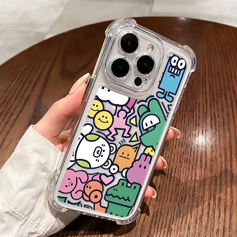 Họa tiết ghép hình nhân vật hoạt hình dễ thương cho iPhone 17/16 Pro (Max/15/14/13/12/11)