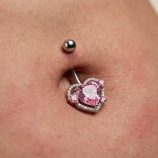 1PC 14G Hồng Thép không gỉ Hello Kitty 10mm Rốn Xuyên