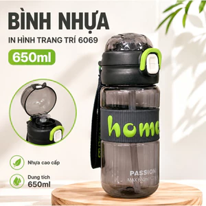 Bình Đựng Nước Nhựa Cao Cấp 580ml - Bình Nhựa In Hình Trang Trí 6026 Tiện Lợi, Bền Đẹp