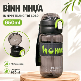 Bình Đựng Nước Nhựa Cao Cấp 580ml - Bình Nhựa In Hình Trang Trí 6026 Tiện Lợi, Bền Đẹp