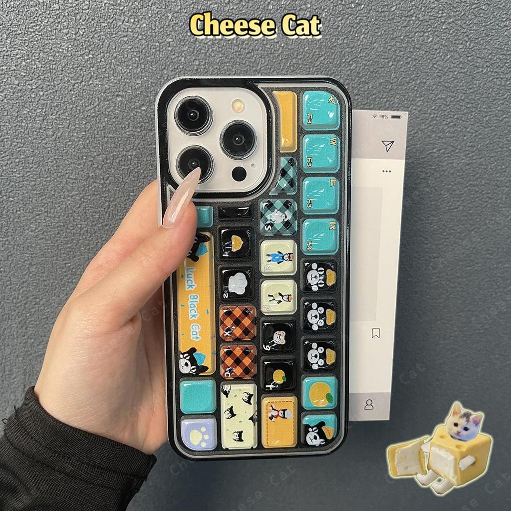 3D Bàn Phím Mèo Đen Sáng Tạo Ốp Lưng Điện Thoại iPhone 11 14 13 15 12 16 17 Pro Max Giảm Căng Thẳng ốp Lưng Điện Thoại