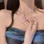 ECK Thời Trang Lãng Mạn Bướm Nelace Dành Cho Nữ Bé Gái Đơn Giản Tinh Tế Sáng Bóng Bilayer Xương Đòn Dây Xích Phụ Kiện Trang Sức Quà Tặng HOT