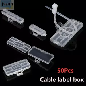 JVSUB 50 Chiếc Thẻ Nhận Dạng Dây Trong Suốt Dây Buộc Cáp Đánh Dấu Công Cụ Hiển Thị Ký Thẻ Hộp