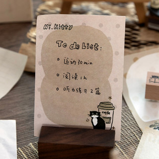 ENWEI 50 Chiếc [Cat Cafe Time Series] Coffee Element Cow Cat Retro Dễ Thương Có Thể Xé Giấy Dán Ghi Chú Nhật Ký Văn Phòng Phẩm