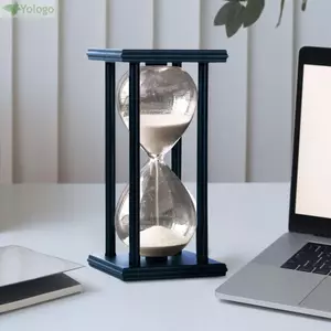 Đồng hồ cát YOLOGO Hẹn giờ cát, Đồng hồ cát trắng bằng gỗ đen, Đồng hồ cát 30 phút cổ điển thực tế Văn phòng