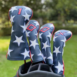 Câu Lạc Bộ Golf Mới Màu Xanh Lá Cây Ngôi Sao Năm Cánh Fairway Gỗ Sắt Gỗ Bao Da PU Câu Lạc Bộ Nắp Bao