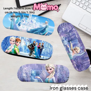 Hộp đựng kính mắt unisex họa tiết hoạt hình Elsa, hộp đựng kính mắt kim loại cầm tay chịu áp lực
