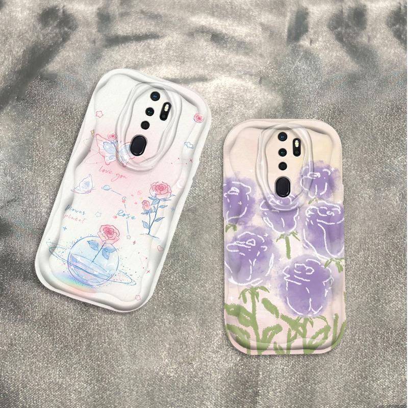 Thích Hợp Cho OPPO A9 2020 A5 2020 3D Cầm Tay Mềm TPU Tím Hoa Hồng Tulip Ins Phong Cách Chống Sốc Ốp Điện Thoại