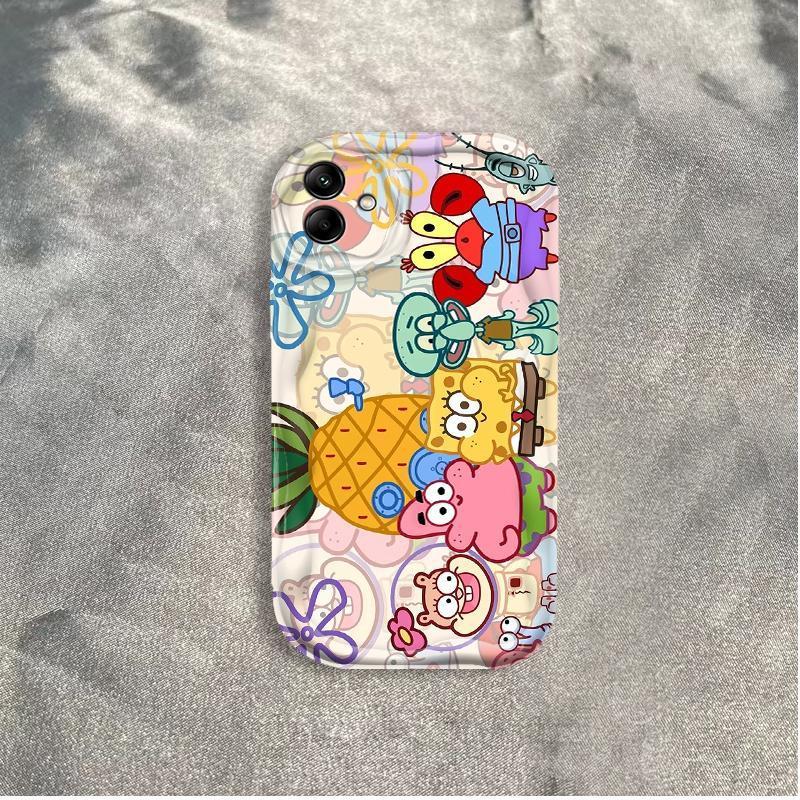 Thích hợp cho Samsung A04 A05 A06 4G 5G A07 3D Thẩm mỹ TPU mềm SpongeBob SquarePants Vỏ điện thoại chống sốc