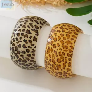 Vòng đeo tay bằng nhựa JVSUB, Thiết kế phóng đại Chất liệu nhựa Vòng tay in họa tiết da báo thời trang Phong cách cặp đôi mở rộng Vòng đeo tay mở rộng Phụ kiện bé gái
