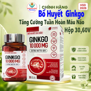 Bổ Huyết Ích Não Ginkgo 10000 Của Thung Lũng Dược Phẩm Xanh,Tăng Cường Tuần Hoàn Máu Não-Hộp 30V,60V