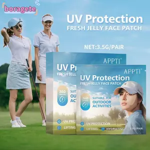 BORAGETE 5 Cái / hộp Miếng Dán Chống Nắng, Gel Chống Nắng Tươi Thạch UV Miếng Dán Mặt, Miếng Dán Chống Nắng Golf Dưỡng Ẩm Hoạt Động Ngoài Trời Mắt