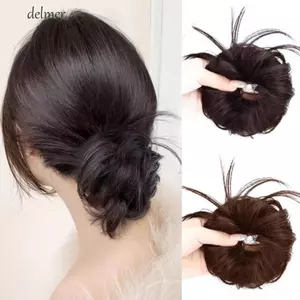 DELMER Tổng Hợp Scrunchies, Curly Chignon Dây Co Giãn Lộn Xộn Tóc Bun, Vintage Vô Hình Lông Tơ Giả Tóc Giả Miếng Tóc Nữ