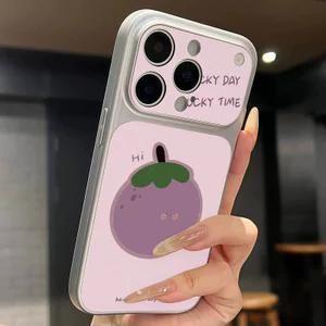 Ốp lưng iPhone Mạ họa tiết da họa tiết măng cụt hoạt hình iPhone 17 16 15 14 13 12 11 Pro Max Plus Max