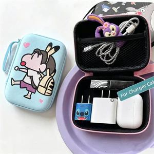 Dễ Thương Crayon Shin-Chan Cáp Dữ Liệu Túi Bảo Quản Di Động PU Chống Thấm Nước Son Môi Túi Trang Điểm Tai Nghe Túi Đựng Mỹ Phẩm Mini