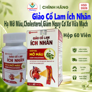 Giảo Cổ Lam Ích Nhân Hỗ Trợ Hạ Mỡ Máu,Cholesterol,Giảm Nguy Cơ Xơ Vữa Mạch,Hạ Đường Huyết-Hộp 60V