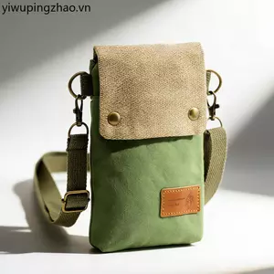 Năm con ngựa Ngoại thương Canvas màu trơn Túi đựng điện thoại di động đeo chéo 3 lớp Fabri đơn giản