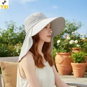 < YEI > Mũ có vành rộng có thể gập lại có khả năng chống nắng Khăn choàng mặt tích hợp có thể điều chỉnh cho thể thao du lịch ngoài trời mới