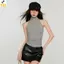 < YEI > Mùa Hè Mỹ Retro Chấm Bi Nửa Rùa Không Tay Ôm Cho Nữ Mới