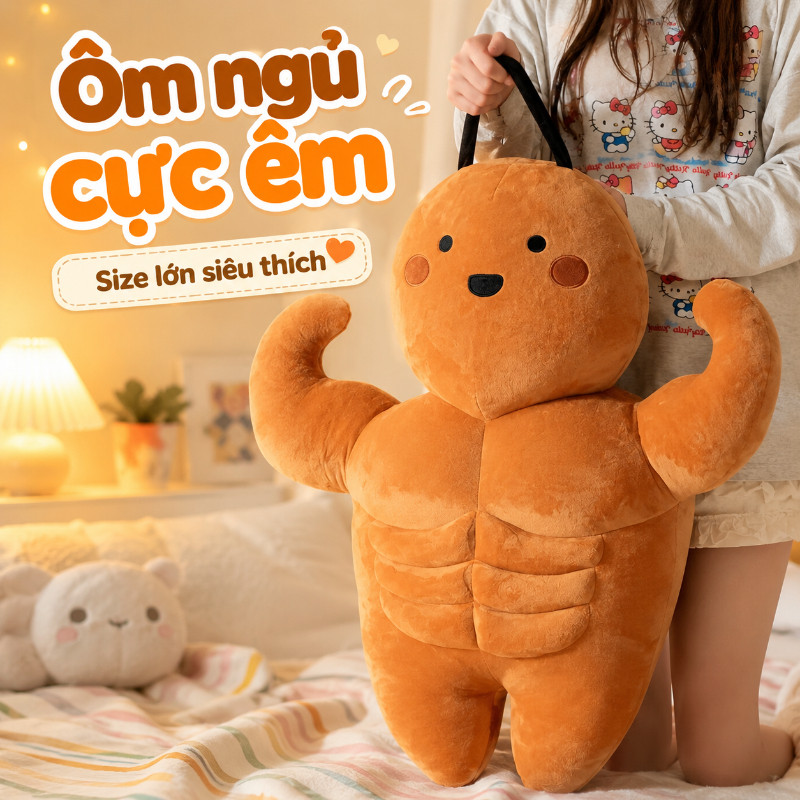 Búp Bê Gián Nhồi Bông Cơ Bắp Hài Hước Ngộ Nghĩnh 35cm/55cm – Quà Tặng Sinh Nhật Dễ Thương, Trang Trí Phòng Siêu Xinh