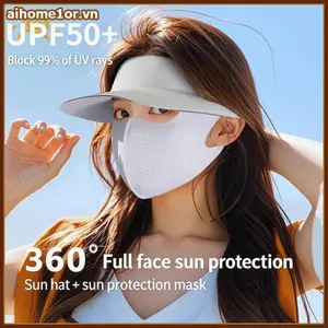 Mũ đi xe đạp 3 trong 1 AIHOM tăng cường chống tia cực tím cho nữ Mặt nạ chống nắng có thể tháo rời để sử dụng ngoài trời,