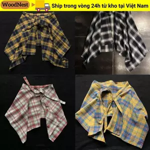 WOODNEST Nữ Váy Kẻ Sọc, Nơ Nơ Không Đều Áo Sơ Mi, Retro Co Giãn Xanh Trắng Lưới Mini Chữ a Váy Ngắn Bé Gái Dạo Phố