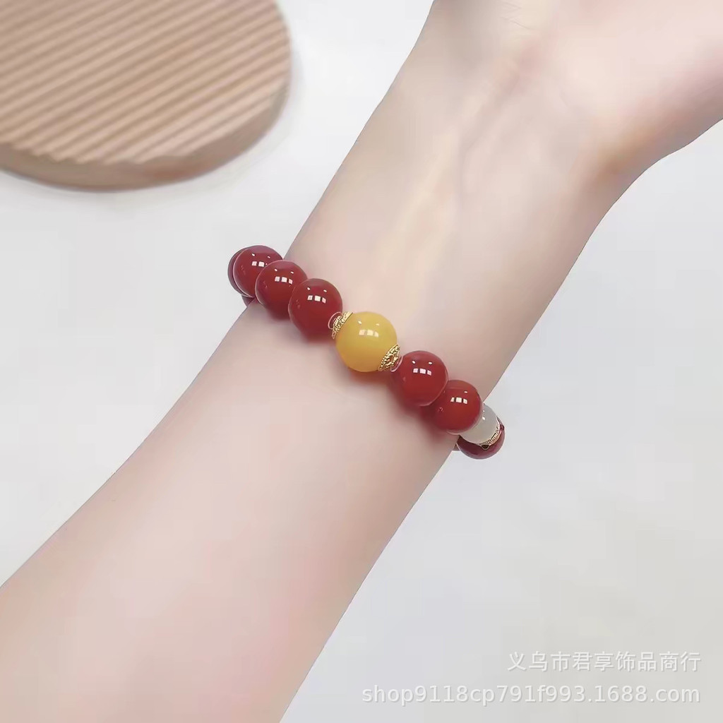 Vòng tay mã não đỏ tự nhiên dành cho nữ Vòng tay hạt ngọc bích tự nhiên 10mm
