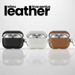 Vỏ Ốp AirPods Pro 3 WIWU True Genius Leather Da Thật Chống Sốc Sạc Không Dây - Kèm Móc Khóa