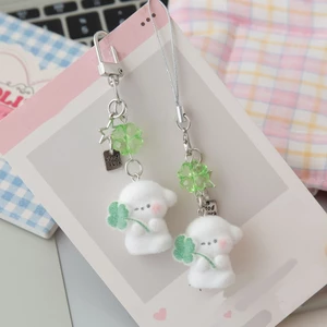 Móc khóa dây đeo điện thoại hình cỏ 4 lá may mắn hot trend MUN STORE MK4LA18