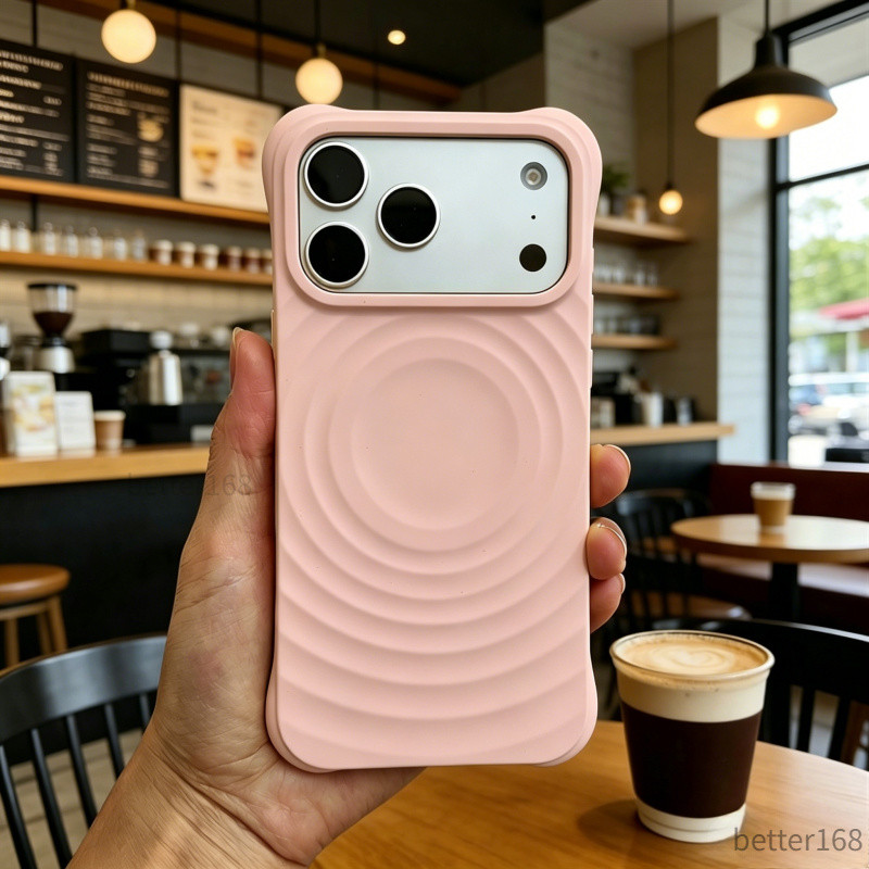 Ripple Liquid Silicone Sạc Từ Tính Ốp lưng iPhone17 16 15 14 13Pro Max Chất Lượng Cao Mờ Chống Vân Tay Ốp Lưng Chống Sốc