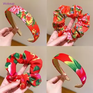 Woke Floral Sccrunchie Lễ hội Đạo cụ ảnh sáng tạo Năm mới Ngày lễ Băng đô rộng