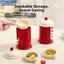 <cosyh>Stackable Square Sauce Dish Set Cream Color with Holder for Kitchen Organization