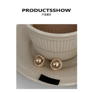 S925 Bạc Kim Xoắn Ốc Zircon Màu Cà Phê Ngọc Trai Bông Tai Xuân Hè Độc Đáo Vui Lòng Lạnh Phong Cách Nhẹ nhàng Sang Trọng Tính Khí Bông Tai