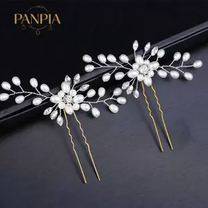PNPIA- Cô Dâu Thanh Lịch Handmade Ngọc Trai Hoa Pha Lê Kẹp Tóc Pin Clevis Đẹp Pha Lê Phụ Kiện Tóc Cưới Kẹp Tóc Cô Dâu Trang Trí Cô Dâu