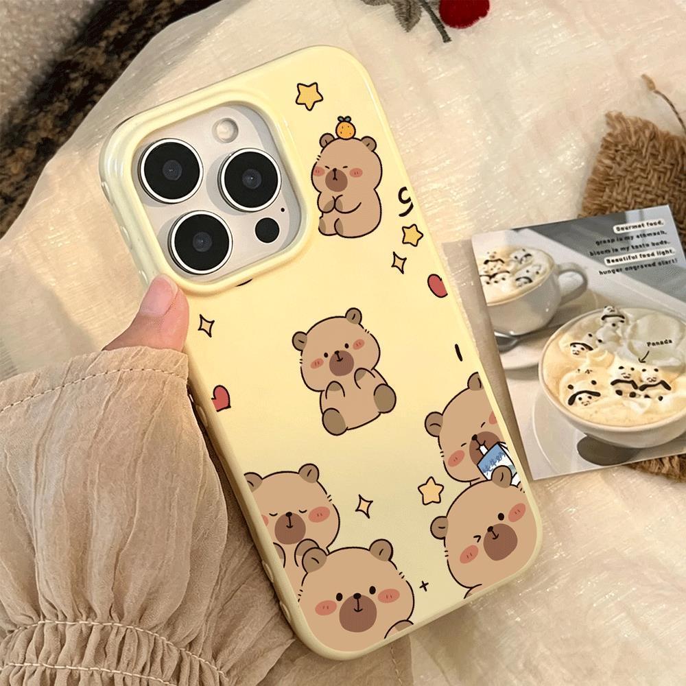 Dễ thương Capibara cho trường hợp iPhone 17promax 161514plus 3 trong 1 bezel 1311211