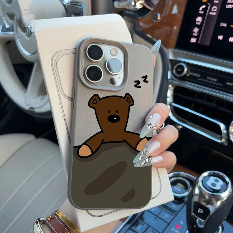 Gỗ Teddy Bear phù hợp với ốp điện thoại PROMAX 17, họa tiết lê, iPhone 16/15 mềm