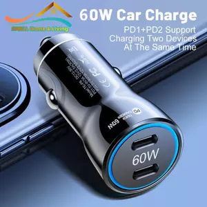 Bộ sạc ô tô 60W Bảo vệ ngắn mạch 60W Tổng đầu ra PD Sạc nhanh