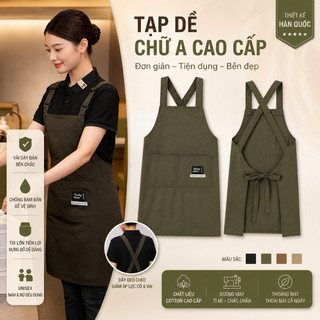 Tạp Dề Chữ A Hàn Quốc Chống Thấm Cao Cấp, Tạp Dề Nấu Ăn Chống Bám Bẩn Có Túi Trước Tiện Lợi