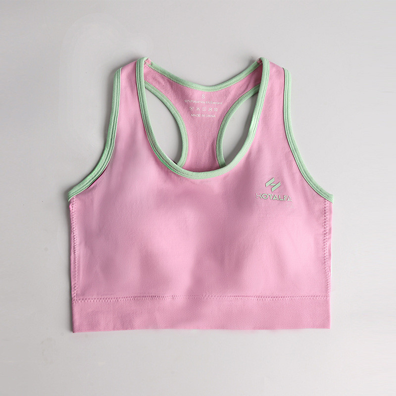[Hot] Women's Beauty Back Fitness Bra Seamless Stitching Contrast-Color Breathable High Elastic Running Tight Sports Yoga Jacket BRwH
