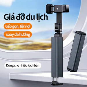 Giá đỡ điện thoại du lịch có thể gập lại, dễ mang theo, chất liệu hợp kim nhôm, xoay 360°, kẹp điện thoại đa chức năng