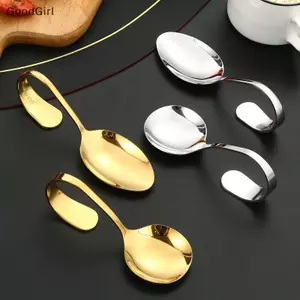 Bộ đồ ăn phục vụ bằng thép không gỉ Thìa tay cầm cong Khách sạn Vàng Ăn uống độc lập Cong Đồ dùng khách sạn Thìa VN
