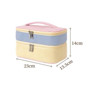 Túi Trang Điểm Du Lịch Hai Lớp Dung Tích Lớn PU Dụng Cụ Sắp Xếp Mỹ Phẩm Di Động Vệ Sinh Bảo Quản