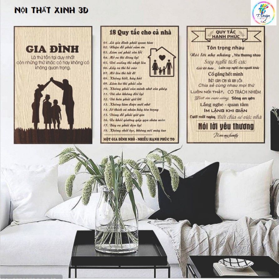 Tranh treo tường gia đình ý nghĩa fomex cung 5mm, nhiều kích thước lựa chọn cho không gian sống thêm ấm áp.